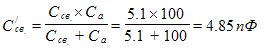 Times New Roman&#13;12&#13;16777215&#13;0&#13;^/_. = (C_c. \xx _/(C_.+_)) = (5.1\xx 100/(5.1+100)) = 4.85 &#13;&#10;